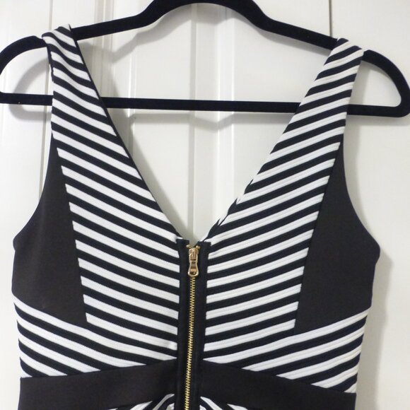 GUESS Black and white stripes colour block sleeveless dress - Picture 3 of 8